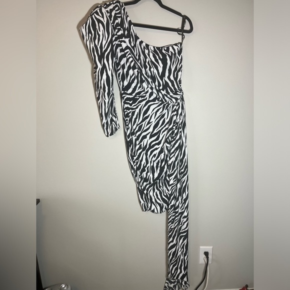 Bronx and Banco - Zebra Print One-Shoulder Dress - Picture 2 of 11